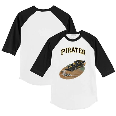 Toddler Tiny Turnip  White/Black Pittsburgh Pirates Racecar 3/4-Sleeve Raglan T-Shirt