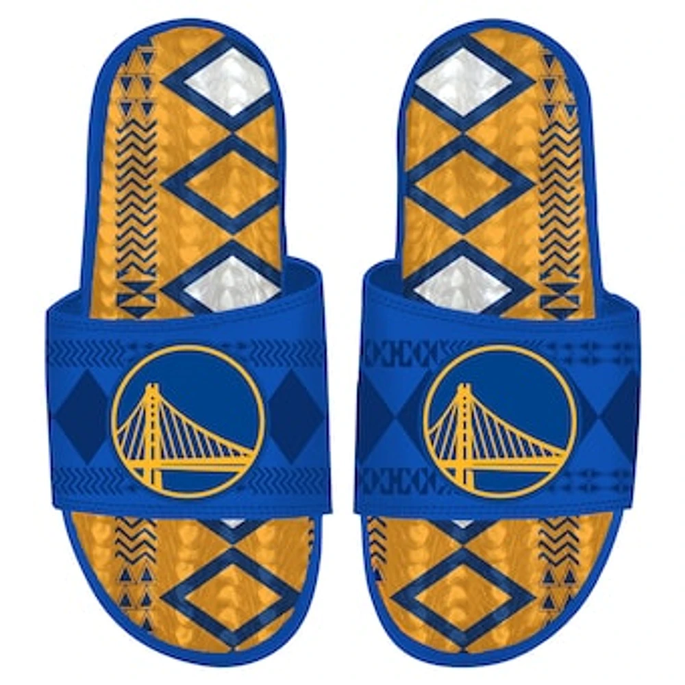 Men's ISlide Royal Golden State Warriors Shooting Touch Rwanda Pattern Gel Slide Sandals