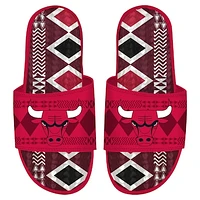 Men's ISlide Red Chicago Bulls Shooting Touch Rwanda Pattern Gel Slide Sandals