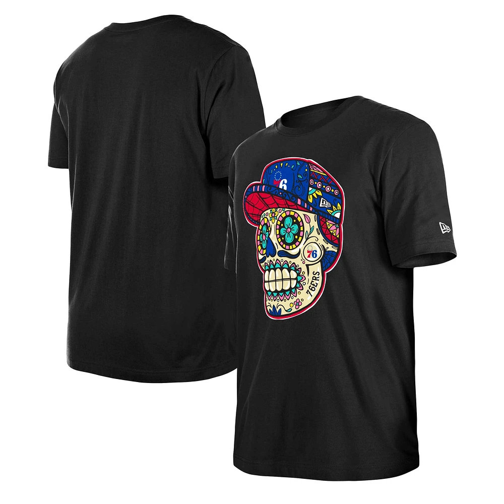 Unisex New Era Black Philadelphia 76ers Sugar Skull T-Shirt