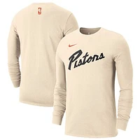 Men's Nike Tan Detroit Pistons 2024/25 City Edition Essential Logo Long Sleeve T-Shirt