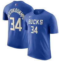 Men's Nike Giannis Antetokounmpo Royal Milwaukee Bucks / City Edition Name & Number T-Shirt