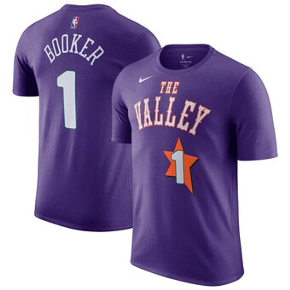 Men's Nike Devin Booker Purple Phoenix Suns / City Edition Name & Number T-Shirt