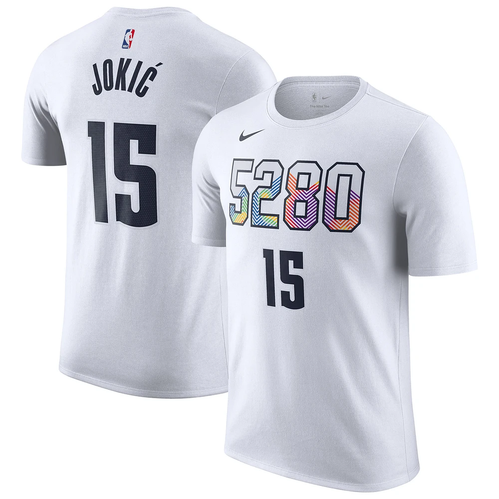 Men's Nike Nikola Jokic White Denver Nuggets 2024/25 City Edition Name & Number T-Shirt