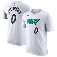 Men's Nike Tyrese Haliburton White Indiana Pacers 2024/25 City Edition Name & Number T-Shirt