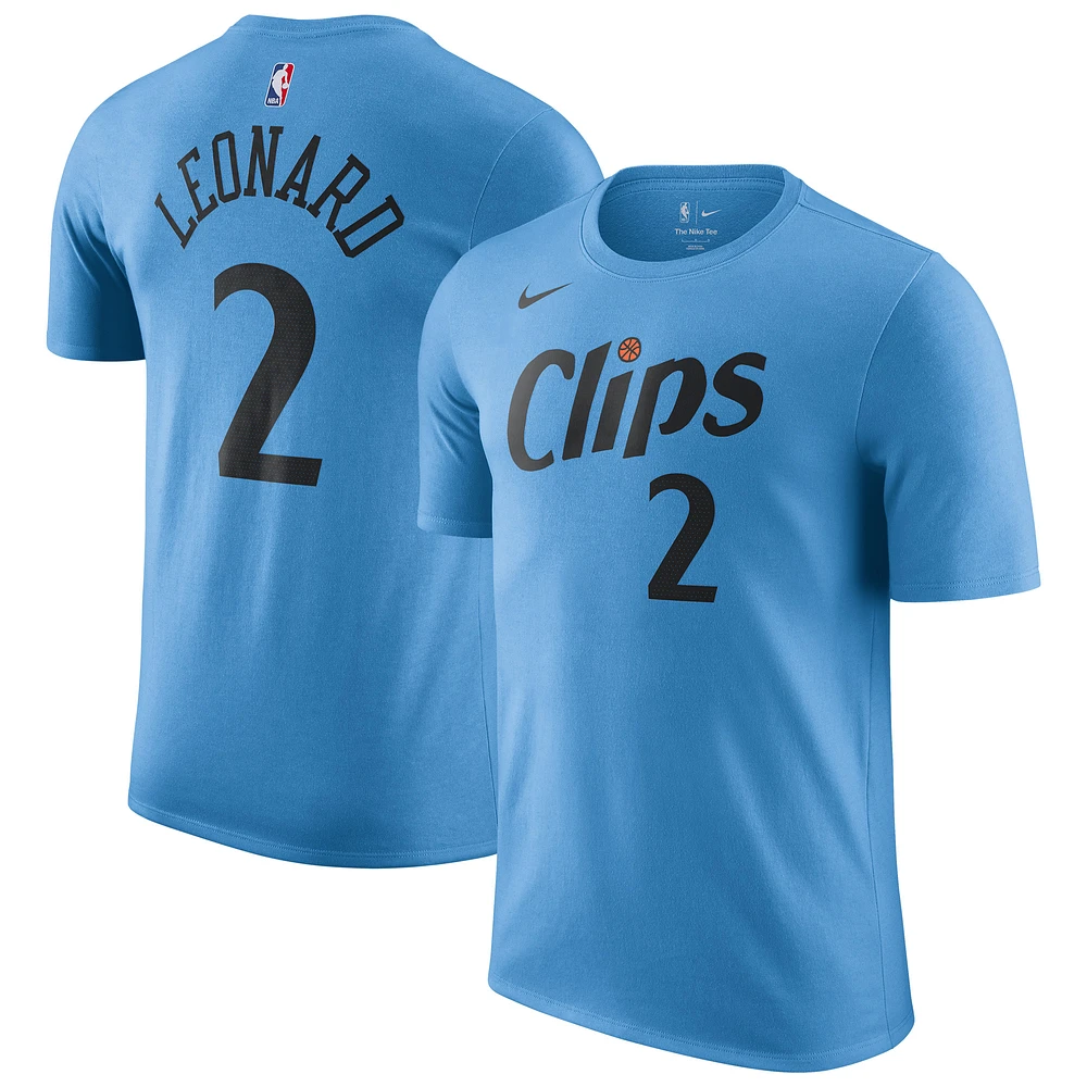 Men's Nike Kawhi Leonard Light Blue LA Clippers 2024/25 City Edition Name & Number T-Shirt