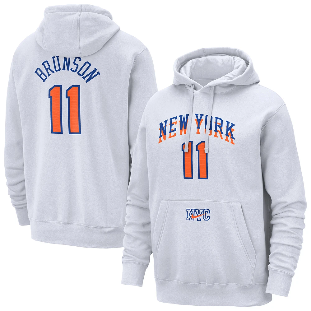 Men's Nike Jalen Brunson White New York Knicks 2024/25 City Edition Name & Number Pullover Hoodie