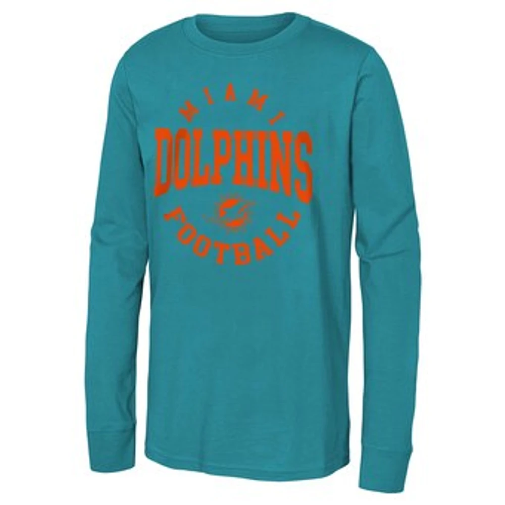 Youth  Aqua Miami Dolphins Around The Block Long Sleeve T-Shirt