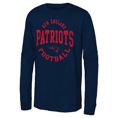 Youth  Navy New England Patriots Around The Block Long Sleeve T-Shirt