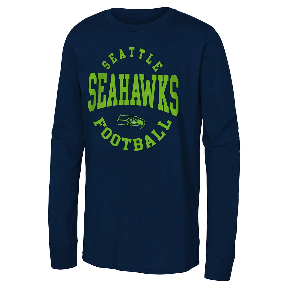 Youth  College Navy Seattle Seahawks Around The Block Long Sleeve T-Shirt