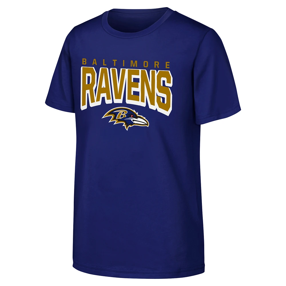 Youth Purple Baltimore Ravens On The Block T-Shirt