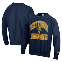 Men's Champion Navy West Virginia Mountaineers Vault Late Night Reverse Weave Pullover Sweatshirt