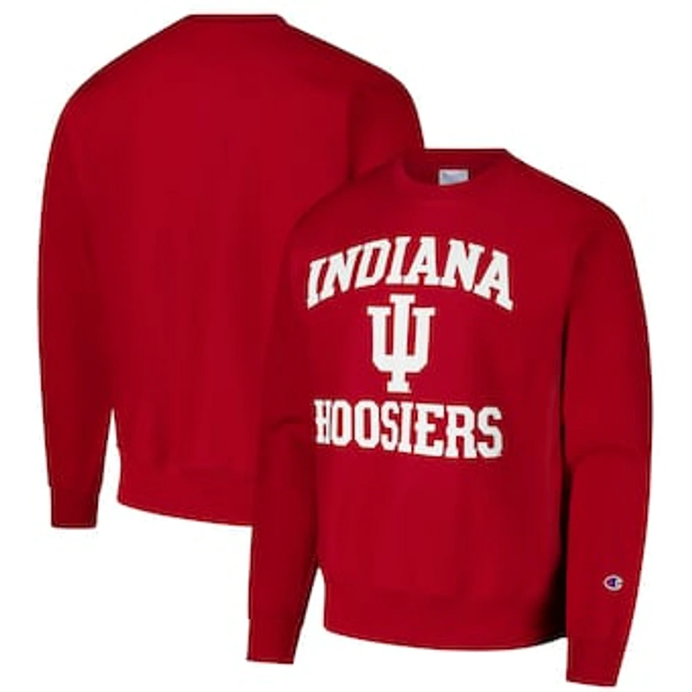 Men's Champion Crimson Indiana Hoosiers Vault Late Night Reverse Weave Pullover Sweatshirt