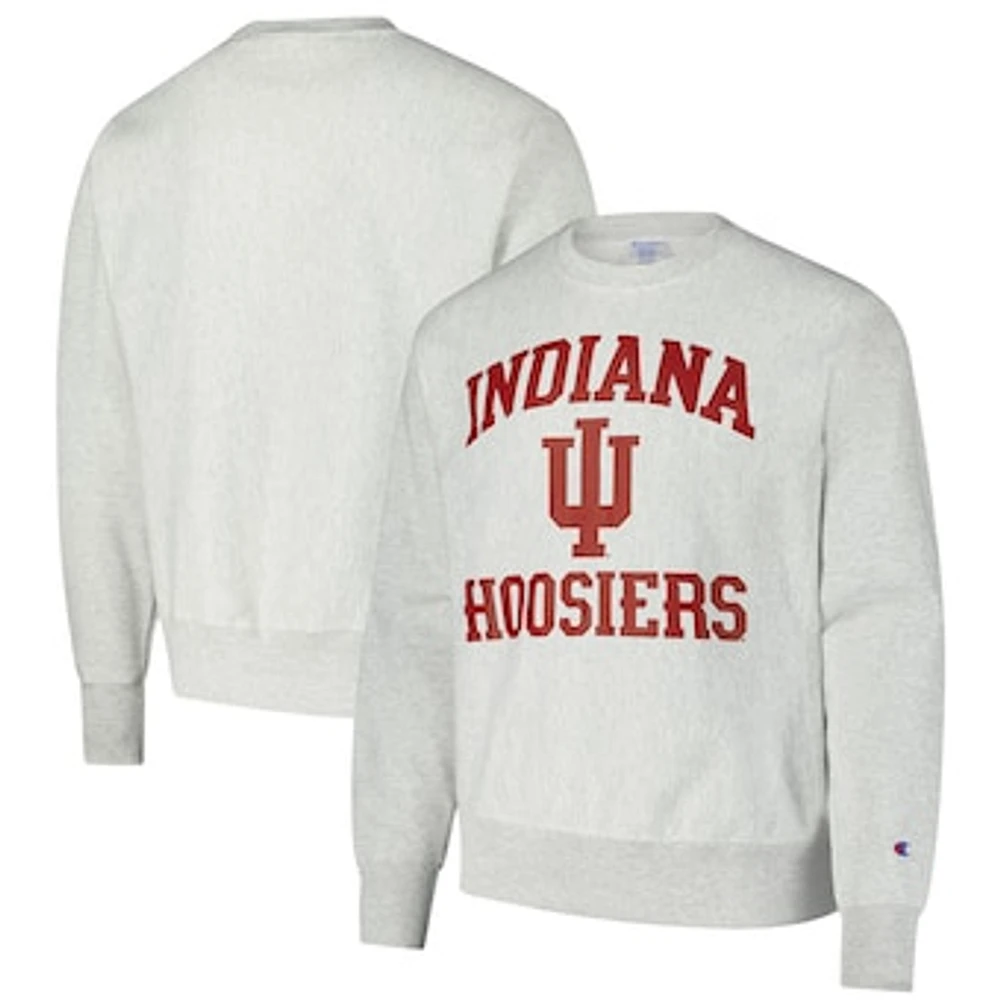 Men's Champion Heather Gray Indiana Hoosiers Vault Late Night Reverse Weave Pullover Sweatshirt