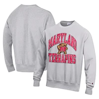 Men's Champion Heather Gray Maryland Terrapins Vault Late Night Reverse Weave Pullover Sweatshirt