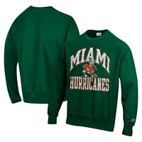 Men's Champion Green Miami Hurricanes Vault Late Night Reverse Weave Pullover Sweatshirt