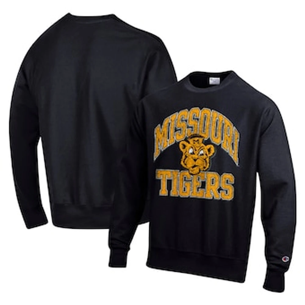 Men's Champion Black Missouri Tigers Vault Late Night Reverse Weave Pullover Sweatshirt