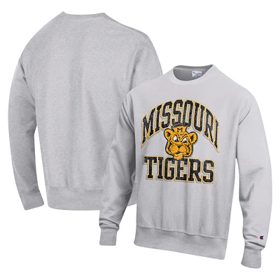 Men's Champion Heather Gray Missouri Tigers Vault Late Night Reverse Weave Pullover Sweatshirt