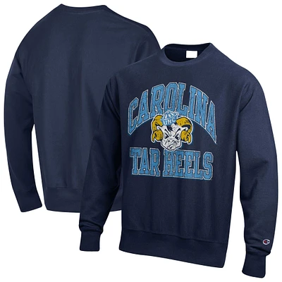 Men's Champion Navy North Carolina Tar Heels Vault Late Night Reverse Weave Pullover Sweatshirt