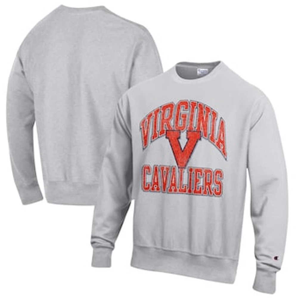 Men's Champion Heather Gray Virginia Cavaliers Vault Late Night Reverse Weave Pullover Sweatshirt