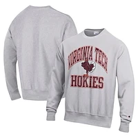 Men's Champion Heather Gray Virginia Tech Hokies Vault Late Night Reverse Weave Pullover Sweatshirt