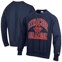 Men's Champion Navy Syracuse Orange Vault Late Night Reverse Weave Pullover Sweatshirt