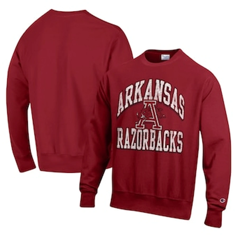 Men's Champion Cardinal Arkansas Razorbacks Vault Late Night Reverse Weave Pullover Sweatshirt