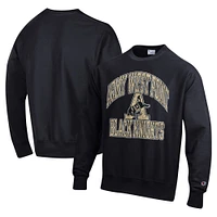 Men's Champion Black Army Knights Vault Late Night Reverse Weave Pullover Sweatshirt