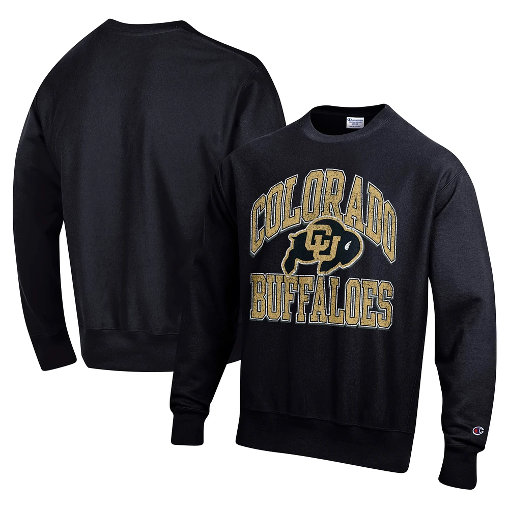 Men's Champion Black Colorado Buffaloes Vault Late Night Reverse Weave Pullover Sweatshirt