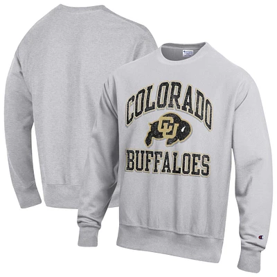 Men's Champion Heather Gray Colorado Buffaloes Vault Late Night Reverse Weave Pullover Sweatshirt