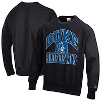 Men's Champion Black Duke Blue Devils Vault Late Night Reverse Weave Pullover Sweatshirt