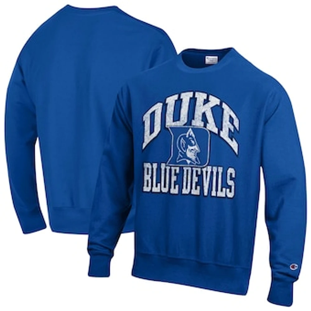 Men's Champion Royal Duke Blue Devils Vault Late Night Reverse Weave Pullover Sweatshirt