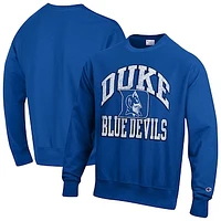 Men's Champion Royal Duke Blue Devils Vault Late Night Reverse Weave Pullover Sweatshirt