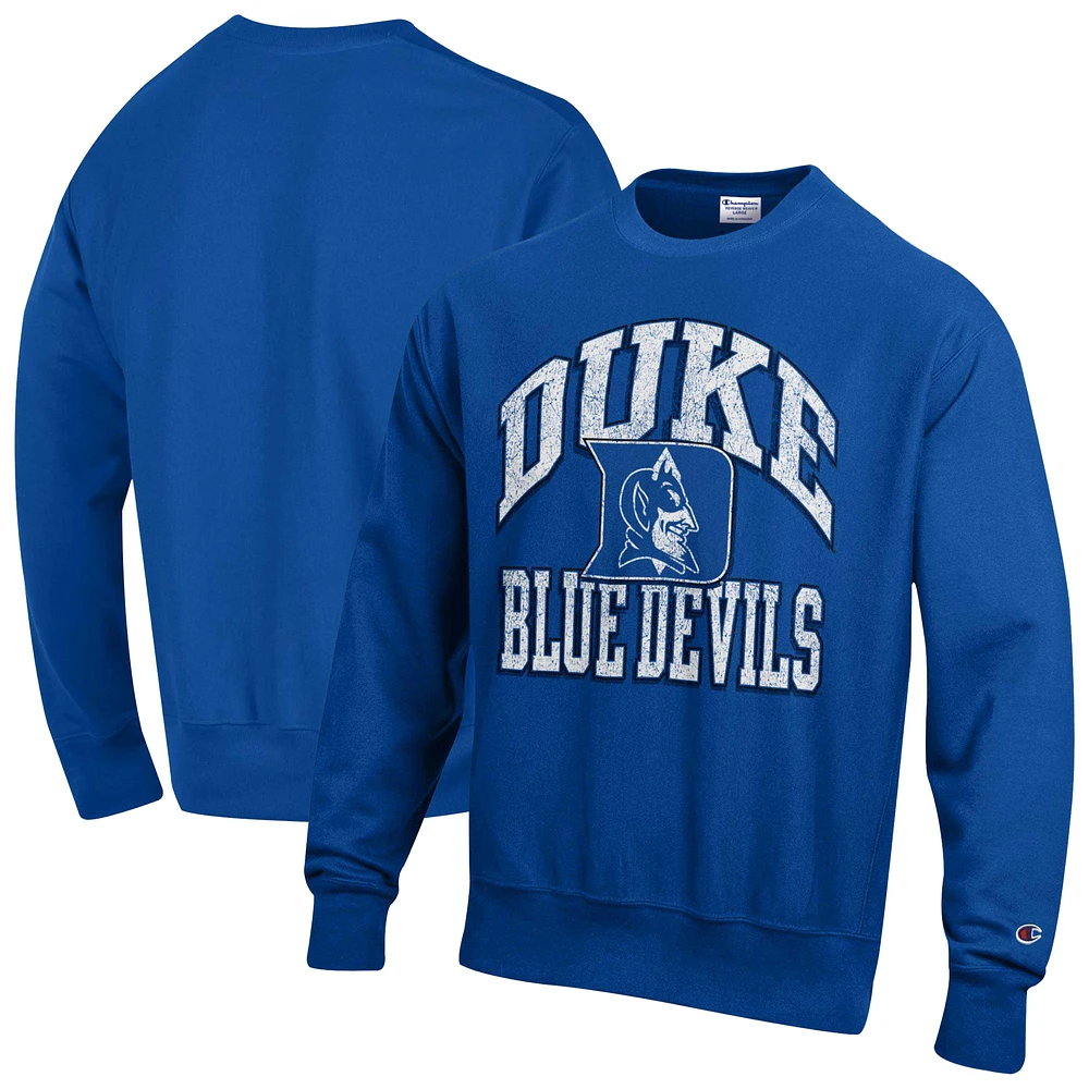 Men's Champion Royal Duke Blue Devils Vault Late Night Reverse Weave Pullover Sweatshirt