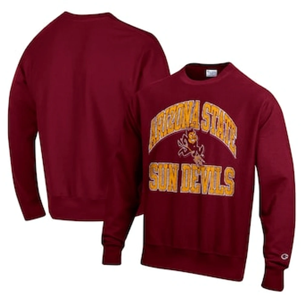 Men's Champion Maroon Arizona State Sun Devils Vault Late Night Reverse Weave Pullover Sweatshirt