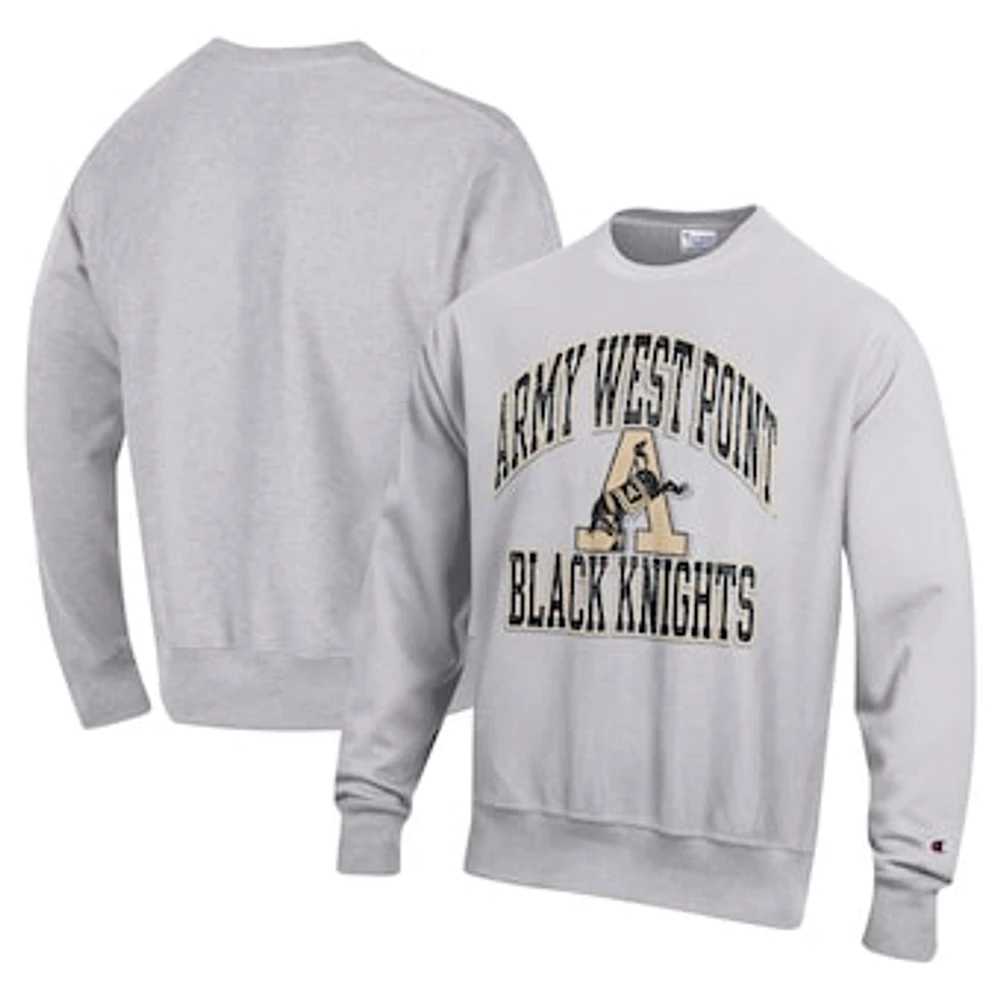 Men's Champion Heather Gray Army Black Knights Vault Late Night Reverse Weave Pullover Sweatshirt