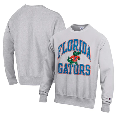 Men's Champion Heather Gray Florida Gators Vault Late Night Reverse Weave Pullover Sweatshirt