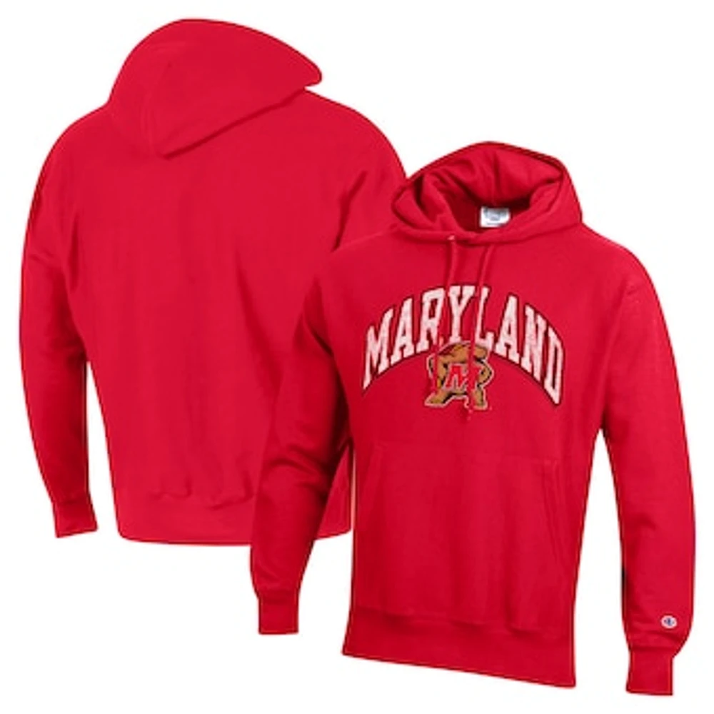 Men's Champion Red Maryland Terrapins Vault Late Night Reverse Weave Pullover Hoodie