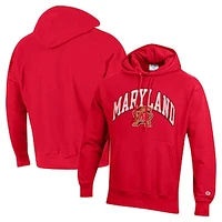 Men's Champion Red Maryland Terrapins Vault Late Night Reverse Weave Pullover Hoodie