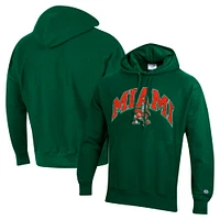 Men's Champion Green Miami Hurricanes Vault Late Night Reverse Weave Pullover Hoodie