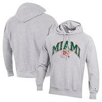 Men's Champion Gray Miami Hurricanes Vault Late Night Reverse Weave Pullover Hoodie