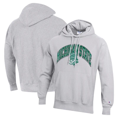 Men's Champion Gray Michigan State Spartans Vault Late Night Reverse Weave Pullover Hoodie