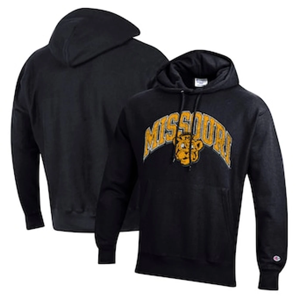 Men's Champion Black Missouri Tigers Vault Late Night Reverse Weave Pullover Hoodie