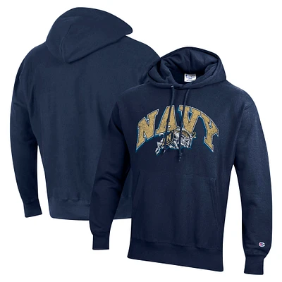 Men's Champion Navy Midshipmen Vault Late Night Reverse Weave Pullover Hoodie