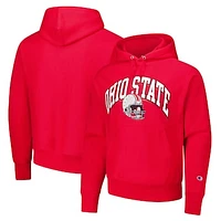 Men's Champion Scarlet Ohio State Buckeyes Vault Late Night Reverse Weave Pullover Hoodie