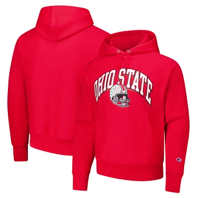 Men's Champion Scarlet Ohio State Buckeyes Vault Late Night Reverse Weave Pullover Hoodie