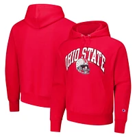 Men's Champion Scarlet Ohio State Buckeyes Vault Late Night Reverse Weave Pullover Hoodie