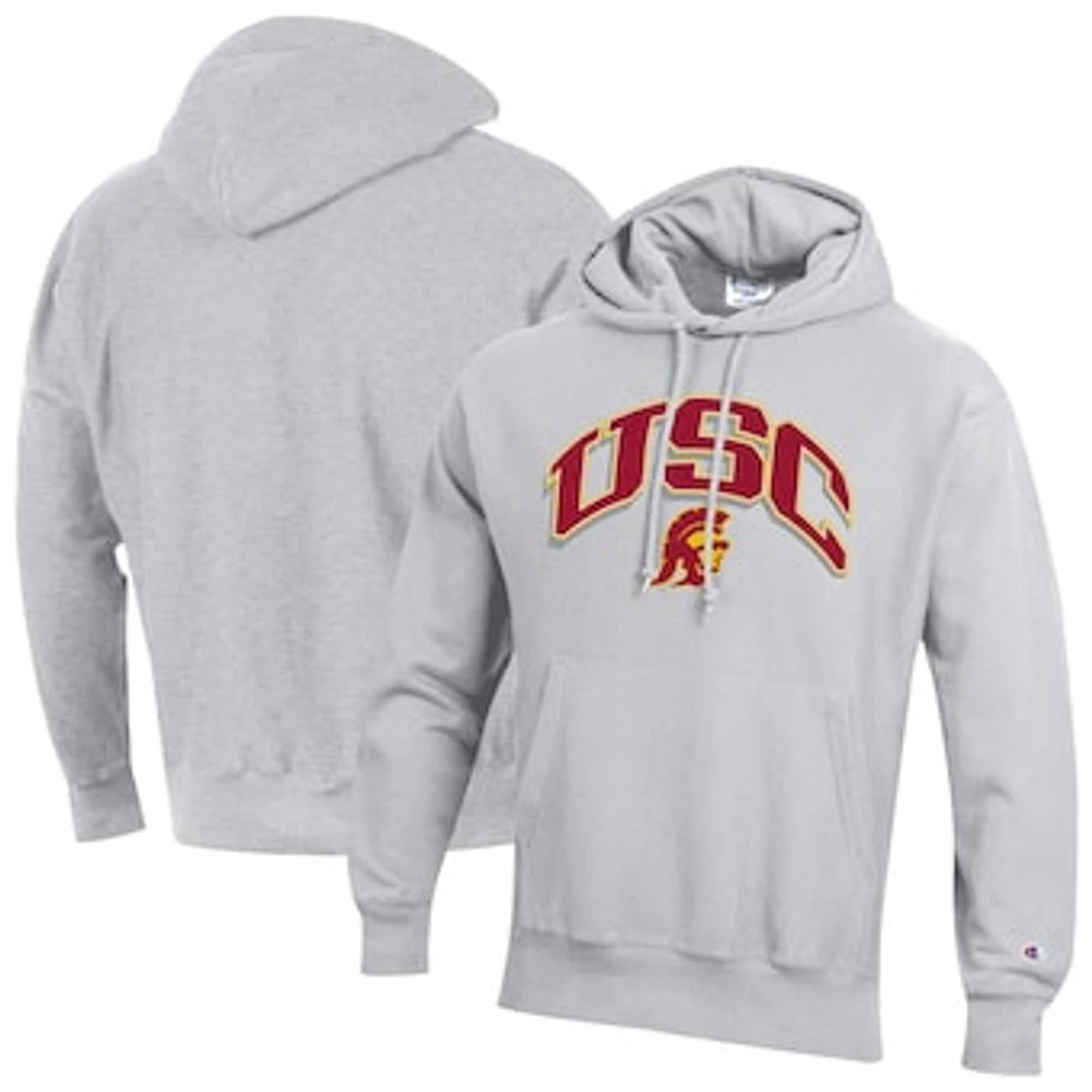 Men's Champion Gray USC Trojans Vault Late Night Reverse Weave Pullover Hoodie