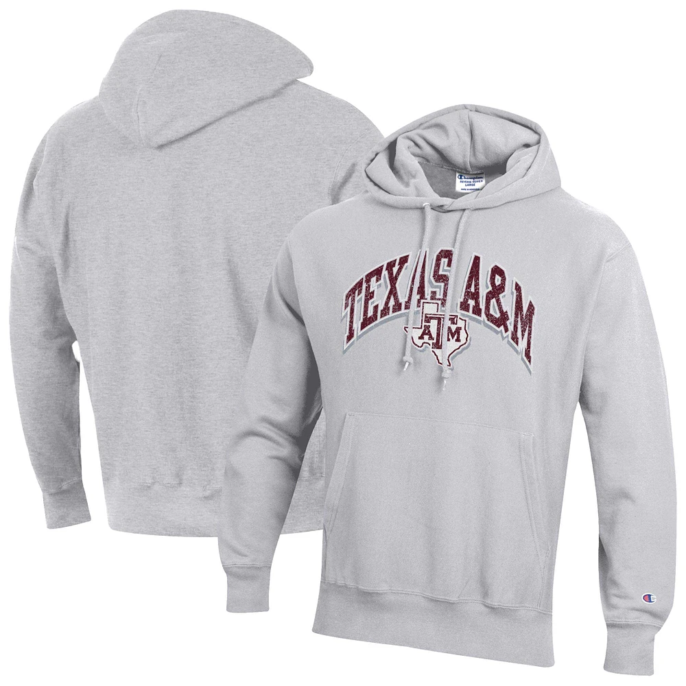 Men's Champion Gray Texas A&M Aggies Vault Late Night Reverse Weave Pullover Hoodie