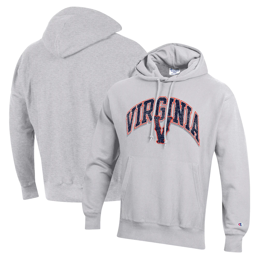 Men's Champion Gray Virginia Cavaliers Vault Late Night Reverse Weave Pullover Hoodie